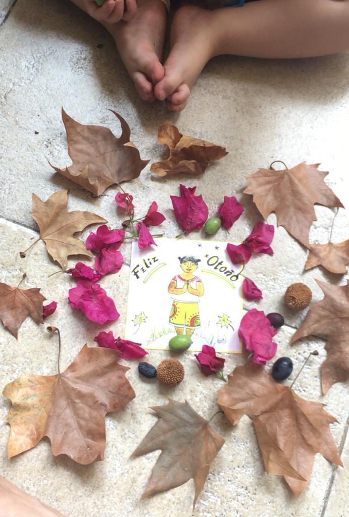 Ritual de otoño: mandala con hojas